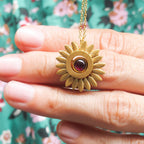 Sunflower Spinning Garnet Necklace