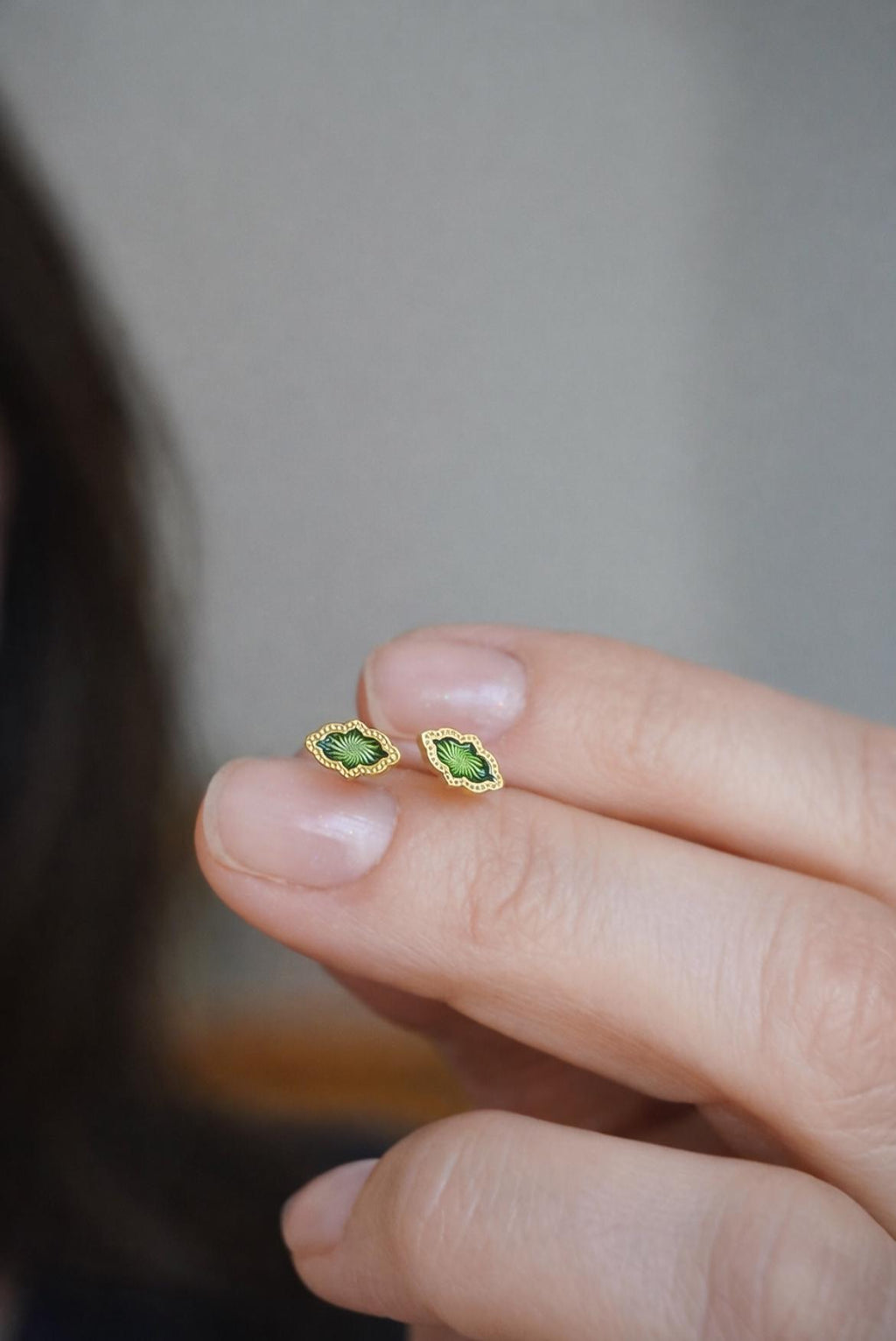 Mini Enamel Leaf Studs