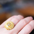 Primavera Sunflower Spinner Ring with Rutile Quartz