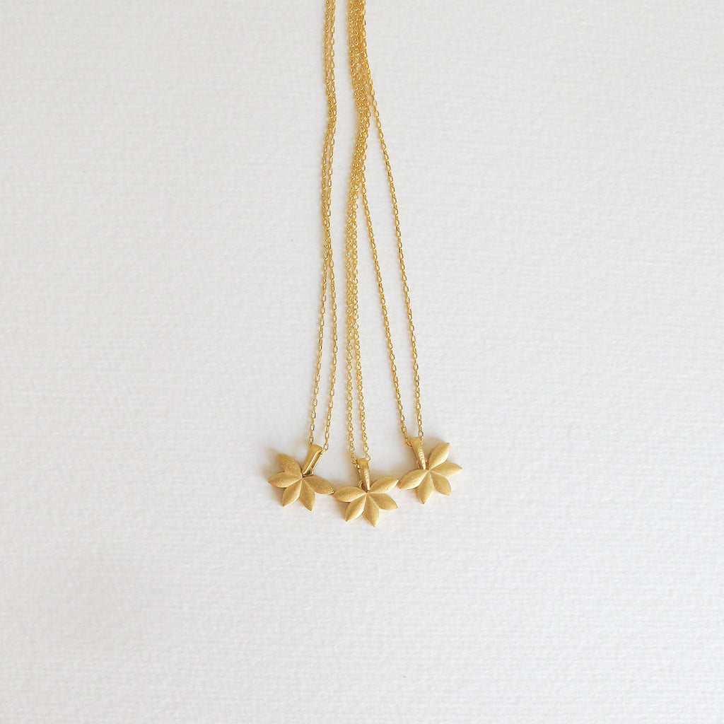 Gold Plated Lotus Flower Necklace: Handmade Sterling Silver Water Lily Pendant