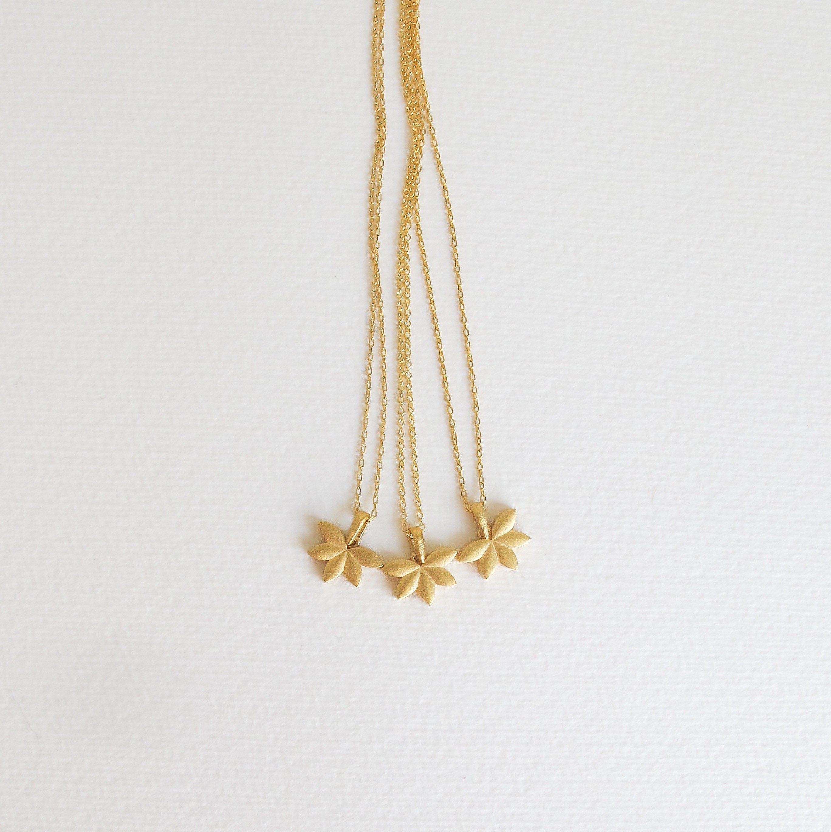 Gold Plated Lotus Flower Necklace: Handmade Sterling Silver Water Lily Pendant