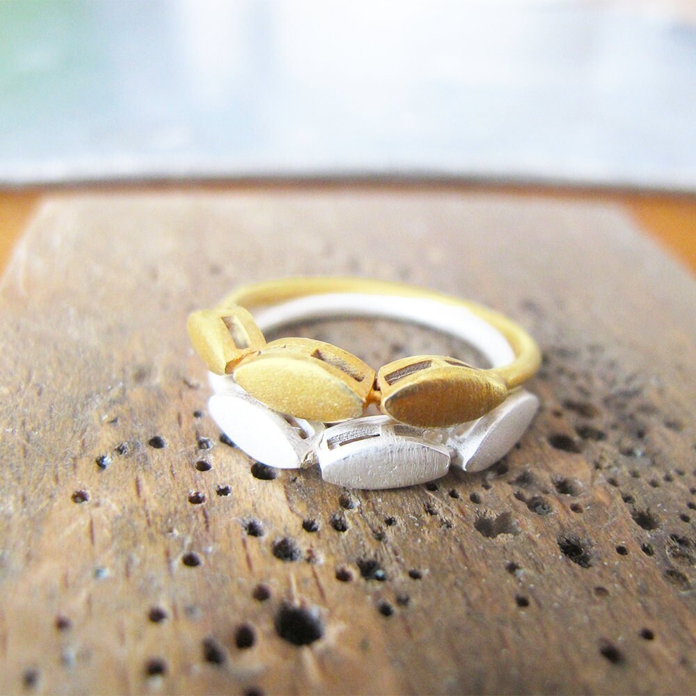 Sterling Silver Leaf Ring: Handmade Stacking Band