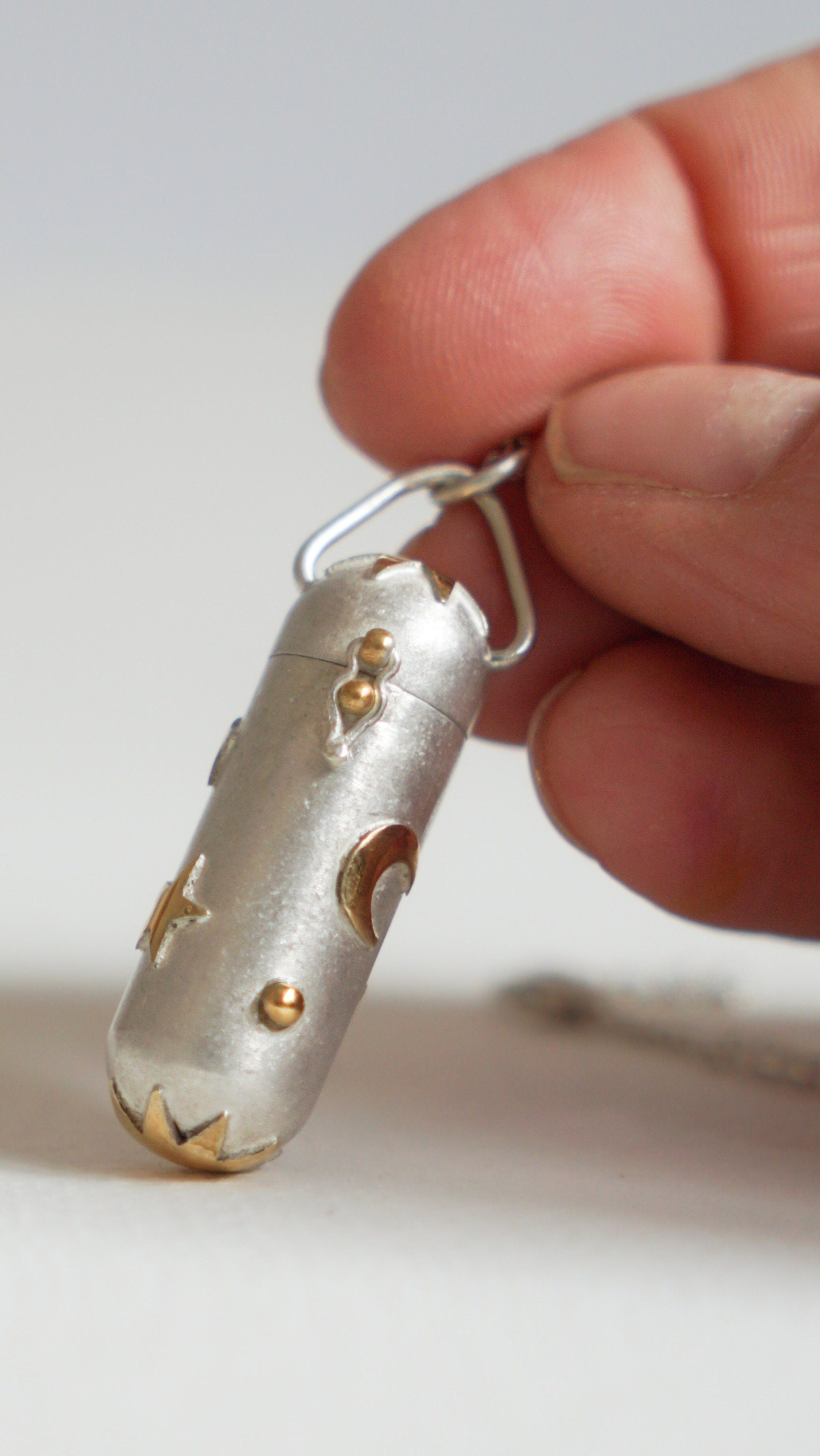 Crescent Moon & Stars Locket Necklace