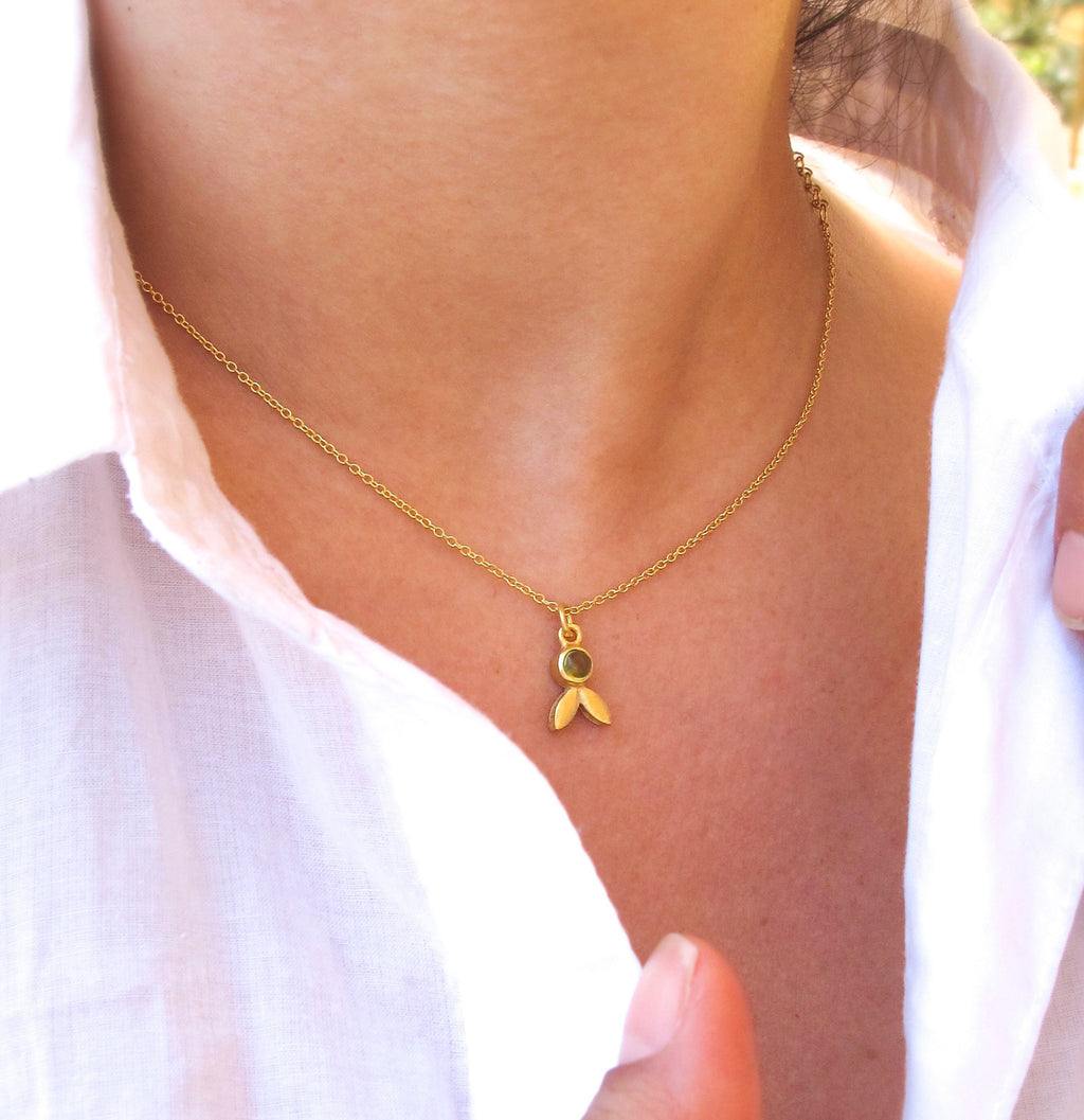 Peridot Olive Leaf Necklace