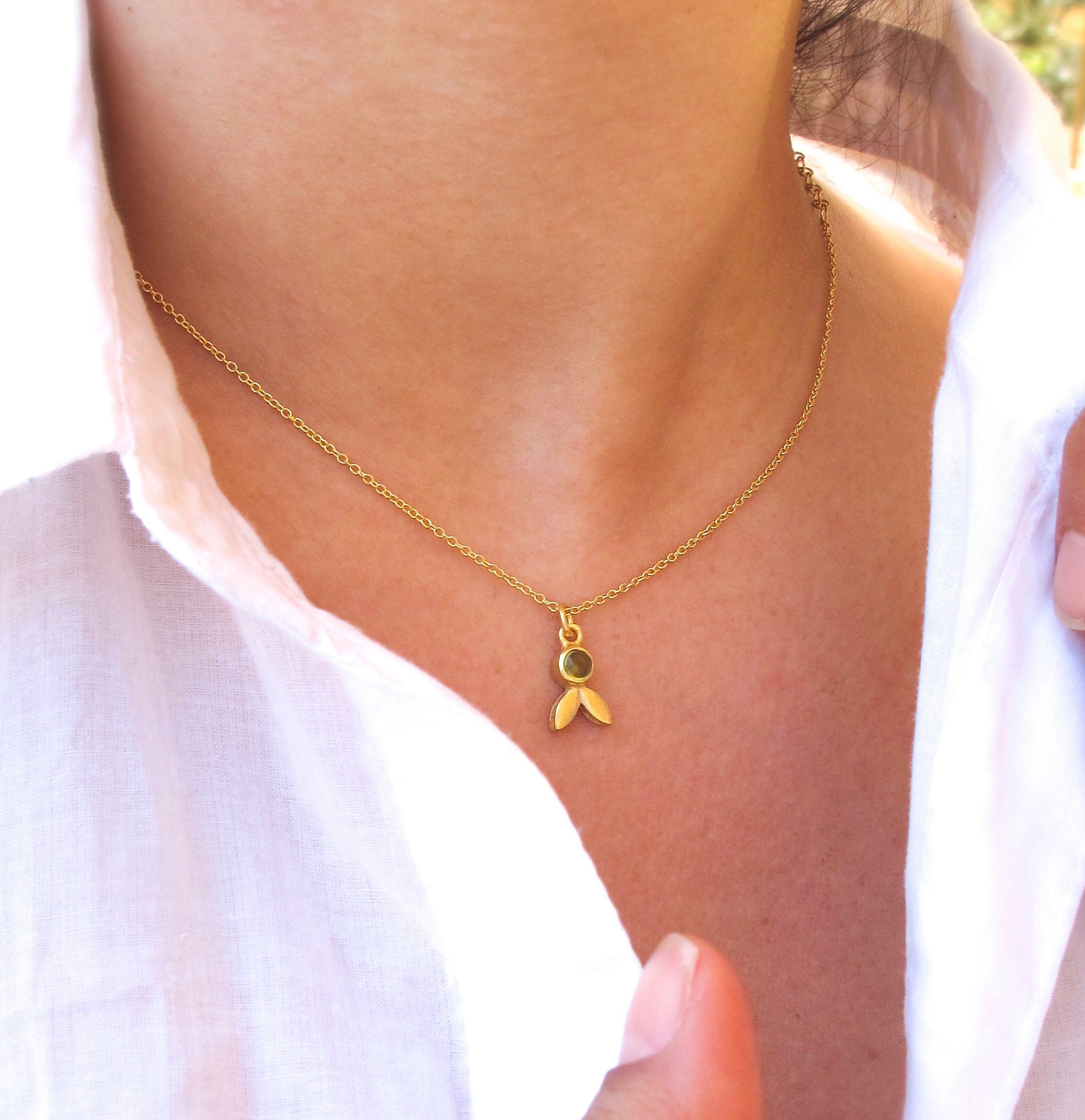 Peridot Olive Leaf Necklace
