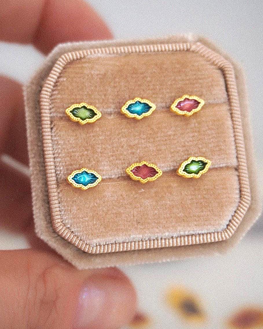 Mini Enamel Leaf Studs