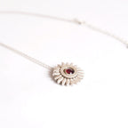 Sunflower Spinning Garnet Necklace