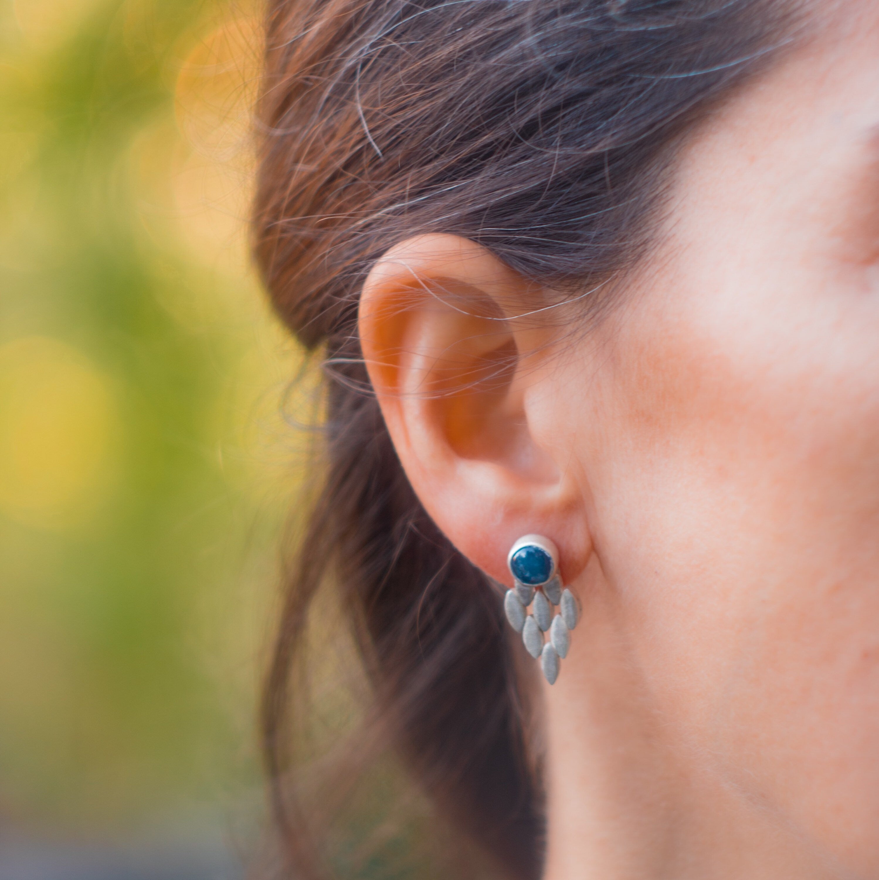 Aquamarine Leaf Earrings