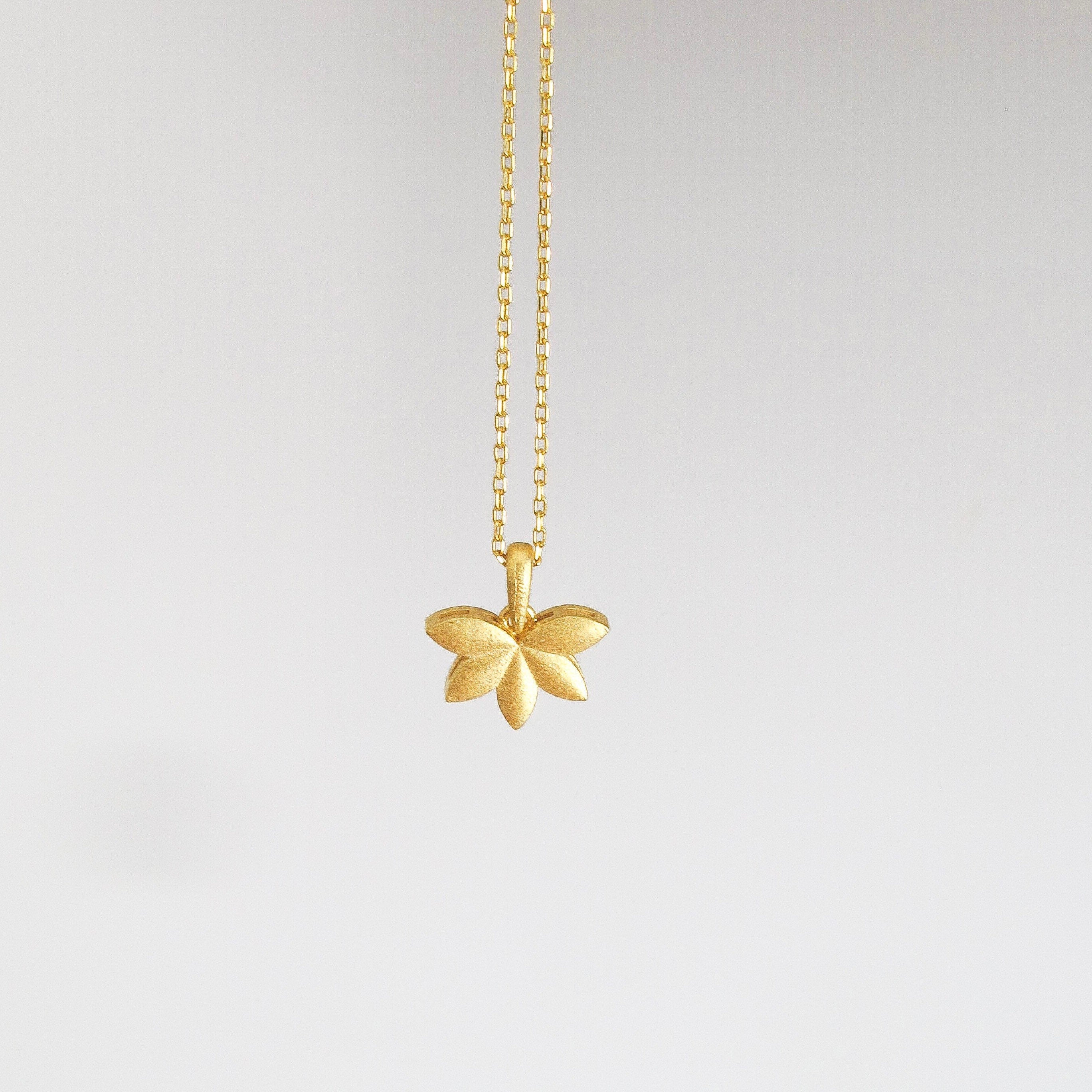 Gold Plated Lotus Flower Necklace: Handmade Sterling Silver Water Lily Pendant